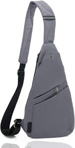 TOLOG Sling Bag Anti-Thief Crossbody Personal Pocket Bag Lightweight Chest Shoulder Backpack for Travel Hiking (Dark Grey)